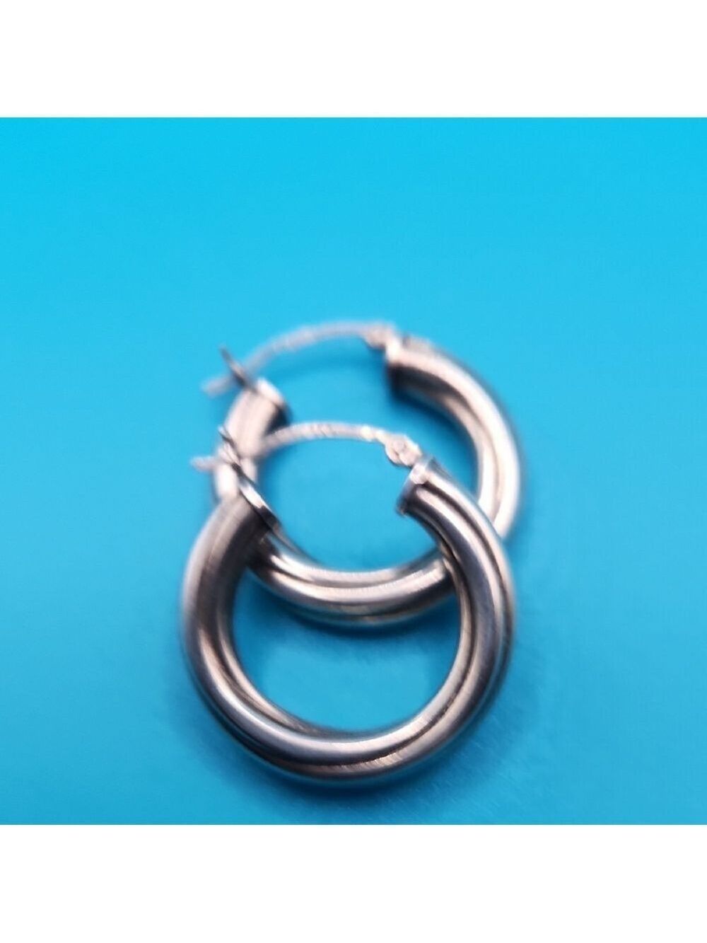 Vintage Sterling Silver Hoop Earrings - Picture 4 of 5